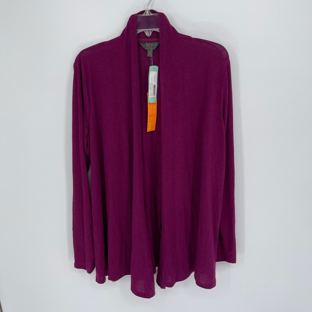 Mix by 41 Hawthorn Women's Purple Abrianna Long Sleeve Knit Cardigan Size 1X